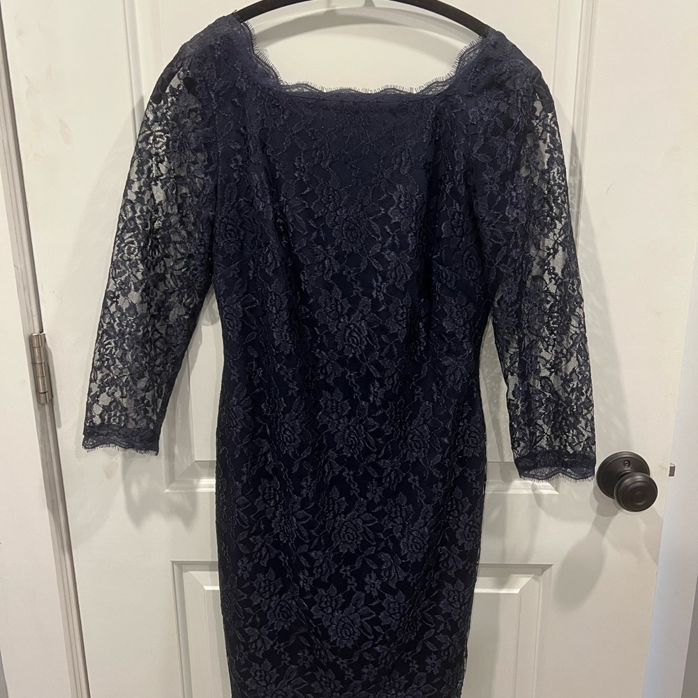 Simply Liliana Navy Long Sleeve Lace Dress